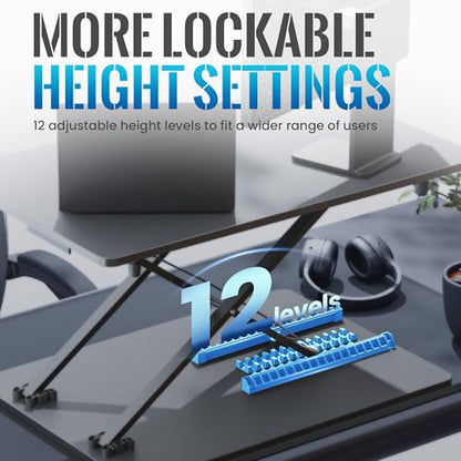 Standing Desk Converter, 25.16" × 15.75" Height Adjustable Laptop Stand for Desk, Sit Stand Monitor Stand, No Assembly Required for Home and Office Use (Black) - color: Black