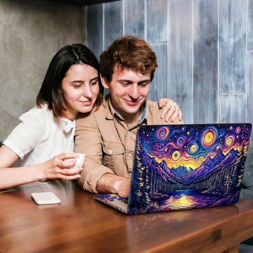 Universal Laptop Skin Sticker Decal, Compatible with MacBook HP Dell Lenovo 12"-15.6", Reusable Vinyl Notebook Cover 3PCS Set, High-Recognition Film-Van Gogh Style Starry Night Lake - color: Van Gogh Style Starry Night Lake