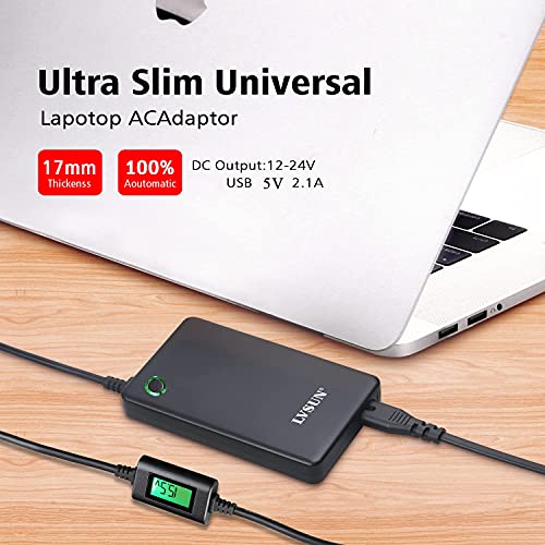 Universal Laptop Charger with LCD Display 90W, Slim AC Adapter Power Supply Cord with USB Port 5V2.1A, for Mobile|Tablet Compatible with Lenovo HP Dell Toshiba Samsung Acer Asus and Most Notebooks