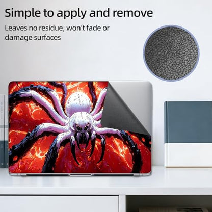 Aesthetic Laptop Skin Sticker, Giant White Spider in Fiery Abyss Waterproof Vinyl Laptop Decal, Removable Bubble Free, Reusable Protective Cover for 13 14 15 15.6 Inch - color: Giant White Spider in Fiery Abyss