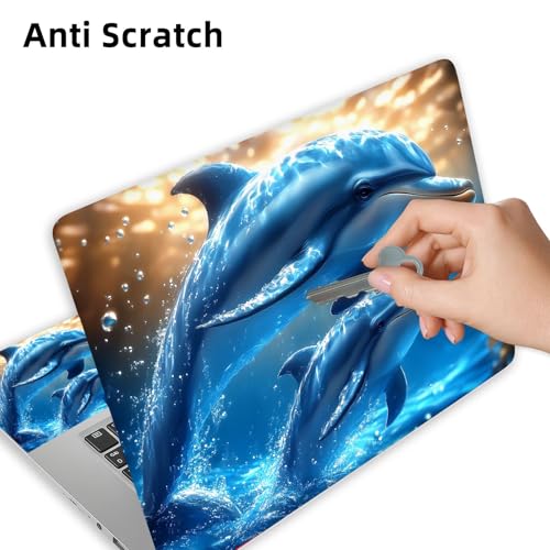 Aesthetic Laptop Skin Cover,12-15.6 Inch Universal Vinyl Sticker Decal,Waterproof Scratch-Resistant Notebook Wrap,Removable Residue-Free Protector,Dolphin Ocean Life - color: Dolphin Ocean Life
