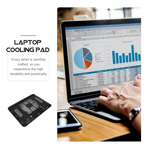 Silent Laptop Cooling Pad with USB Fans, 14-inch Black Laptop Riser Stand for Desk Use, Tablet Cooling Stand Compatible with Notebooks and Portable Computers