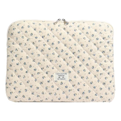 Cute Laptop Sleeve 13-15 inch Laptop Case Aesthetic Quilted Laptop Sleeve Computer Bag with Flower Printing for MacBook (A-Blue, 13inch) - color: A-blue, size: 13inch