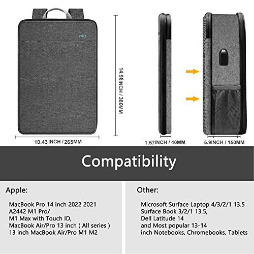 Slim & Expandable Laptop Backpack Water Resistant Backpack Travel Backpack Compatible with MacBook Air/Pro/Neo 13-14 inch, XPS 13/14, Surface 13.5" and Most 13-14 Notebooks，G01BK01 - color: G01bk01, size: 13"-14"