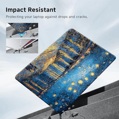 Funut Compatible with MacBook Air 13 inch Case 2021 2020 2019 2018 Model A2337 M1 A2179 A1932 Plastic Hard Shell Case Protective Cover for MacBook Air 13 with Touch ID, Starry Night - color: 1 Starry Night Over the Rhone, size: Mac Air 13" 2018-2022(A1932