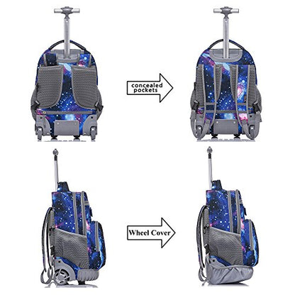 Tilami Rolling Backpack 18 inch Boys and Girls Laptop Backpack - color: Galaxy