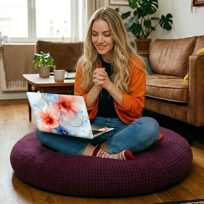 Elegant Blue and Pink Hibiscus Floral Universal Laptop Skin Sticker 3PCS,Protective Decal Trim-to-Fit 11.6" 13.3" 14" 15.6" Laptop Vinyl Cover,Removable Anti-Scratch Computer Decal Protector - color: Elegant Blue and Pink Hibiscus Floral