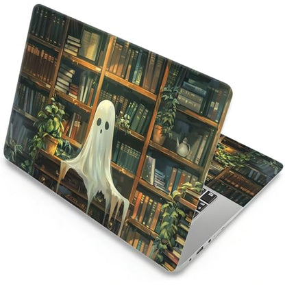 Universal Laptop Skin, DIY Cut-to-Fit Vinyl Cover Compatible with HP, Dell, Lenovo, Mac (13.3" to 15.6"), Anti-Scratch, No Residue & Bubble-Free Protective Decal Sticker, Cute Ghost Library - color: Cute Ghost Library