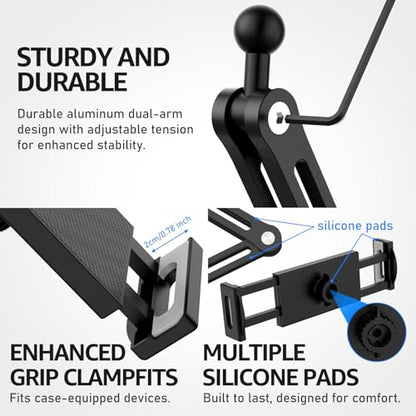 Dual Arm Tablet Wall Mount Ipad Holder, 4.7-13" | 360° Rotation Adjustable, Aluminum Extendable Arm, For iPad mini/Air/Pro/Galaxy Tab/Kindle, Kitchen Home Office - size: 2 Arm-Up to 13"