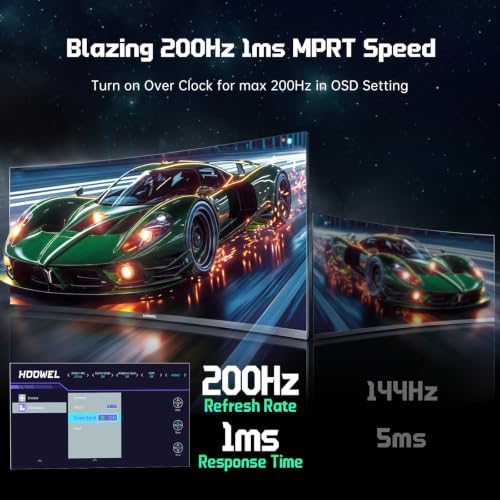 34 Inch Curved Gaming Monitor 200Hz UWQHD 3440×1440P Curved Monitor | HDMI 2.1×2 DP1.4×1 AI Crosshair 21:9 PIP/PBP, MPRT 1ms Fast VA Display (G34F1Q, One HDMI 2.1 Cable Included) - size: 34 Inch
