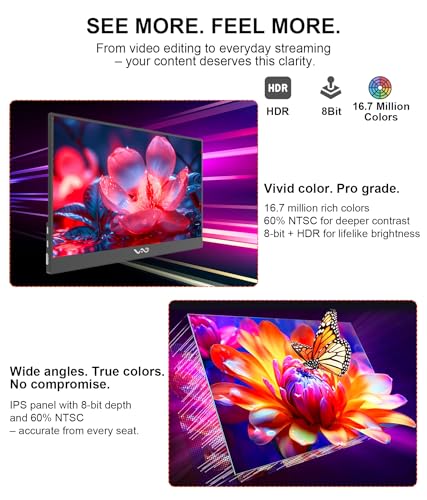 LB M16 15.6 Inch Portable Monitor 1080P FHD IPS HDR for Laptop PC Phone | Ultra-Slim Travel Monitor with USB-C HDMI, Dual Speakers, Aluminum Unibody External Screen - size: M16 (15.6")