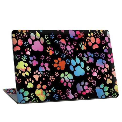 Universal Laptop Skin Sticker with 2 Wrist Pad Skins, Waterproof Scratch Resistant Vinyl Laptop Cover Decal, Cut to Fit for 11–15.6 Inch MacBook HP Dell Lenovo, Color Dog Paws - color: Color Dog Paws
