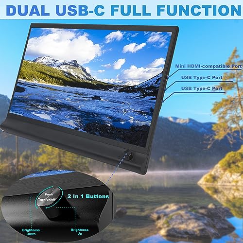 Portable Monitor with Bracket - 15.6inch FHD 1080P RGB IPS Travel Monitor Dull USB C Computer Monitor External Screen HDMI Gaming Monitor Laptop Second Screen External for PC Laptop