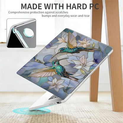 for MacBook Pro 15 Inch Release 2016/2018 Model A1707 A1990 Clear Computer Case,Novelty Premium Pattern Hardshell Laptop Case Gilded Wings Stained Glass Hummingbirds Lilies - color: Gilded Wings Stained Glass Hummingbirds Lilies, size: A1707/A1990(15 inch