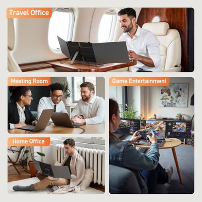 14.1'' Triple Laptop Screen Extender, 2.2lbs Ultra-Light Portable Monitor | 1080P FHD IPS, Fits 13-17.3" Laptops, USB-C Plug & Play No Driver, Extended for Windows/Mac/Chrome, Aluminum Alloy Body - color: 14" Dark Grey