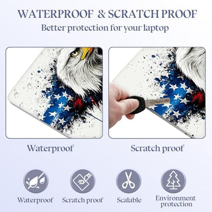 Universal Laptop Skin Sticker Decal,15.6 Inch Laptop Vinyl Cover for 13" 14" 15.6" Laptop,Scratch-Resistant Waterproof Protector Wrap,Reusable with Wrist Pads,American Eagle Flag Splash - color: American Eagle Flag Splash