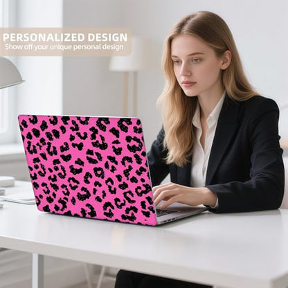 Universal Laptop Skin Sticker for 12/13/14/15.6 Inch Laptops, Reusable Vinyl Laptop Decal Cover, Waterproof Scratch Resistant Notebook Skin with 2 Wrist Pads,Mauve Leopard Print - color: Mauve Leopard Print