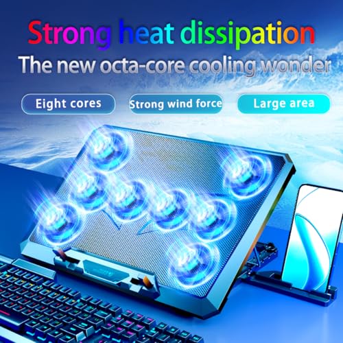 Laptop Cooling pad for Hp Envy x360 Convertible 13-bd0004tu 13-bd0020tu Gaming laptops, Laptop Cooler with 8 Fan, Adjustable Speed, 5-Level Height Adjustment, Mute Silent,Built-in Phone Stand