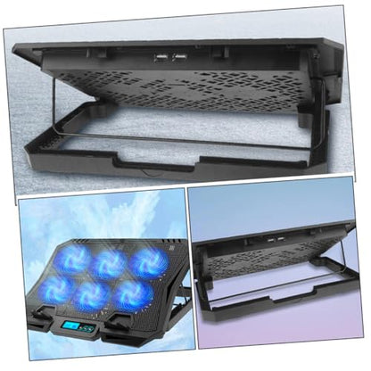 Kichvoe Laptop Cooling Pad with 6 Fans, 15.6-inch Quiet Air Cooler Stand, Adjustable Speed Blue Led, USB Powered Cooling Stand for Gaming and Office Laptops