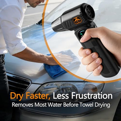 Compressed Air Duster 150000 RPM, Cordless Electric Air Blower with LED Light, 8000mAh Battery and Multi Nozzles for Computer, Keyboard, Car Interior & Electronics Cleaning (Black)