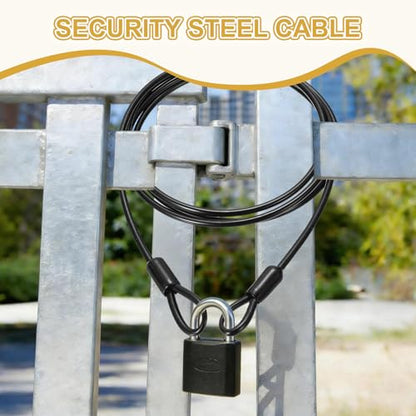 PATIKIL Security Cable Lock (3/16" Dia 8.2ft 132lb Load Capacity, Clear)(2 Pcs) Vinyl Coated Stainless Steel Flexible Wire Rope Safety Cable Luggage Lock with Double Loops - color: Clear, size: 3/16" x 8.2 ft, 132lb Load