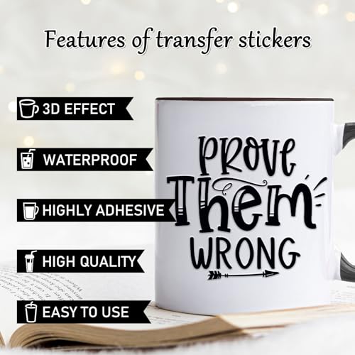Rngmsi 20 Sheets Motivational UV DTF Cup Wrap Cold UV DTF Transfer Stickers | Inspirational Quotes Black Affirmative Rub on Transfers, Waterproof Uvdtf Decals, for DIY Crafts, 3.1x3.1 in - style: Motivational Quotes