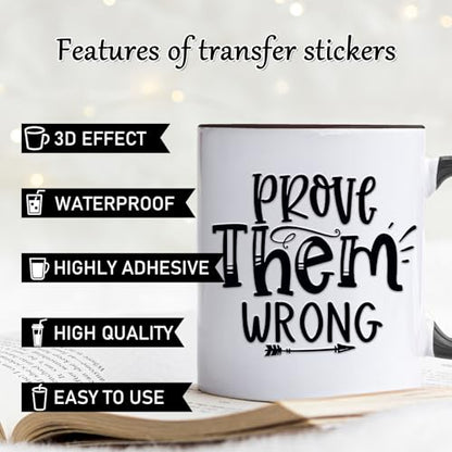 Rngmsi 20 Sheets Motivational UV DTF Cup Wrap Cold UV DTF Transfer Stickers | Inspirational Quotes Black Affirmative Rub on Transfers, Waterproof Uvdtf Decals, for DIY Crafts, 3.1x3.1 in - style: Motivational Quotes