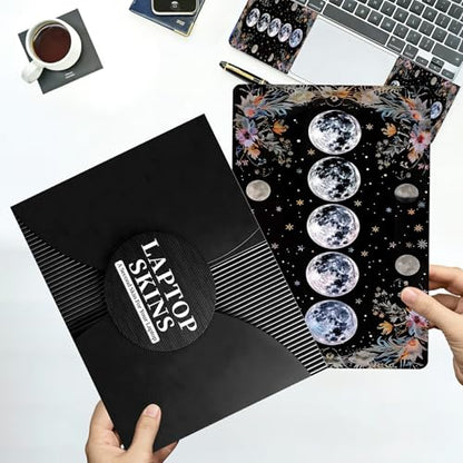 Universal Laptop Skin Sticker with 2 Wrist Pad Decals, 3-Piece Removable Vinyl Laptop Cover, Moon Flowers Waterproof Anti-Scratch, Easy-Trim Fit for 13.3" 14" 15.6" Laptops - color: Moon Flowers