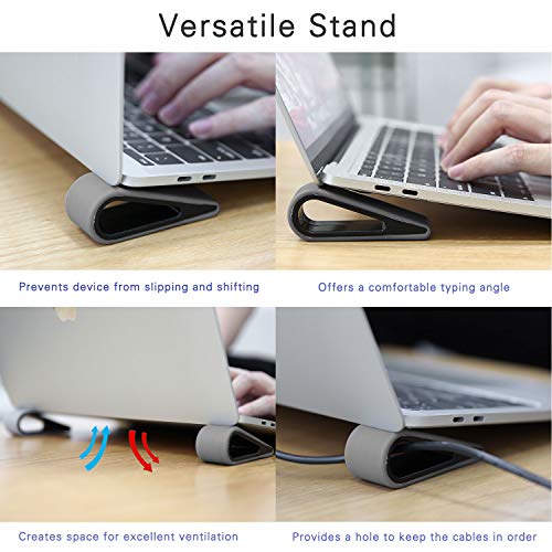 MoKo Universal Laptop/Computer Keyboard Stands,[4 Pack] Anti-Slip Silicone Tilting Wedge Riser Stable Kickstand,Ultra Compact Ventilated Tablet Stand Portable Elevation Feet for Notebook Keyboard-Gray | Anti-Slip Silicone, Stable Kickstand, Ventilated, Po