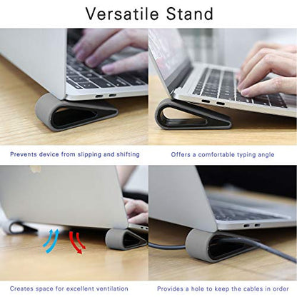 MoKo Universal Laptop/Computer Keyboard Stands,[4 Pack] Anti-Slip Silicone Tilting Wedge Riser Stable Kickstand,Ultra Compact Ventilated Tablet Stand Portable Elevation Feet for Notebook Keyboard-Gray | Anti-Slip Silicone, Stable Kickstand, Ventilated, Po