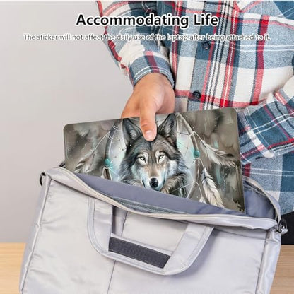 Universal Laptop Skin Sticker with 2 Wrist Pad Skins, Waterproof Scratch Resistant Vinyl Laptop Cover Decal, Cut to Fit for 11–15.6 Inch MacBook HP Dell Lenovo, Dream Wolf - color: Dream Wolf