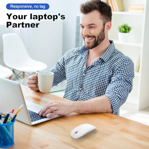 DC Wireless Mouse, 5 in 1 Bluetooth USB C Rechargeable Mouse for Laptops Disktops Tablets Compatible with Apple MacBook Pro/Air iPad iMac Sureface Chromebook Computer (White) - style: White