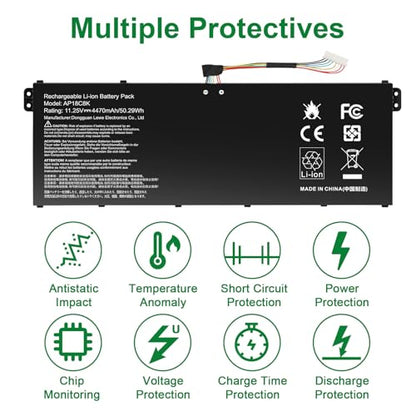 TREE.NB AP18C8K Laptop Battery Compatible with Acer Aspire 5 A514-52 A514-54 7 A715-42G Swift 3 SF314-42 SF314-57 SF314-57G SF314-58 SF314-59 Chromebook CB315-3H 314-C933 TravelMate P2 TMP215-52 - size: 10.24x3.46x0.24inch AP18C8K