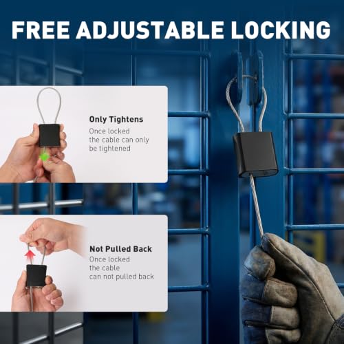 Cable Padlock Free Adjustable Lock 3 Keys, 1.15ft/0.35m Black | Steel Cable 1/6"(4mm)Diameter, Lock & Secure, Weatherproof for Bikes, Lockers, Gate, Fence, Shed, Outdoor Equipment etc - color: Black-1.15ft(0.35m)