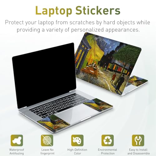 12.1-15.6 Inch Laptop Skin Decal, Universal Reusable Vinyl Cover Sticker for Notebook PC, Waterproof Art Protector - Terrace of The Cafe - color: Terrace of the café