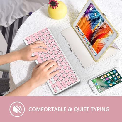 TaIYanG Bluetooth Keyboard for iPad Wireless Keyboard Compatible with iPad A16 11th 10th Generation, 10.2(9th/8th/7th Gen), Air/Pro/Mini and All Bluetooth Devices (Light Pink) - color: Light Pink