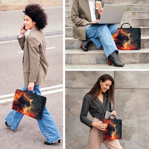 Laptop Bag,14 15 15.6 inch Laptop Case Sleeve,Computer Sleeve with Handle for Women Men,Carrying Case for MacBook,Dell,Lenovo,Notebook Computer,Cute Fire Cat - color: Cute Fire Cat