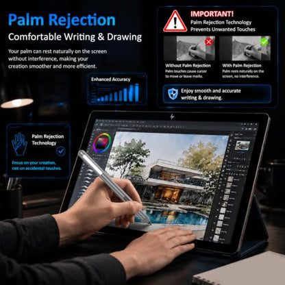 MPP 1.51 Pen for Surface Pro 11/10/X/9/8 300Day Battery Life Palm Rejection | Digital Pen for Surface, Surface Laptop/Book/Go/Studio, Kobo, 1024 Pressure, Precise Drawing & Note-Taking, Two Side Buttons - color: Grey