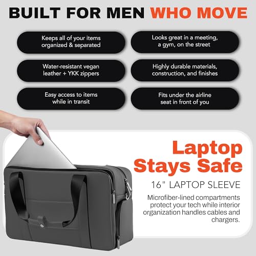 The FTL Lite Mens Gym to Office Bag - 17L Briefcase Gym Bag Hybrid with Shoe Compartment & 16" Laptop Sleeve - Executive Daily Carry & Overnight Duffel for Athletic Business Pros - Gray - color: Stone Grey, style: Lite