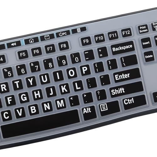 Large Print Keyboard Cover for K270 Wireless Keyboard, Logitech MK295 MK275 MK270 Wireless Keyboard Cover, Logitech K200 K260 K270 MK200 MK260 K270 K275 K295 Keyboard Cover Skin Protector -Black - color: BK