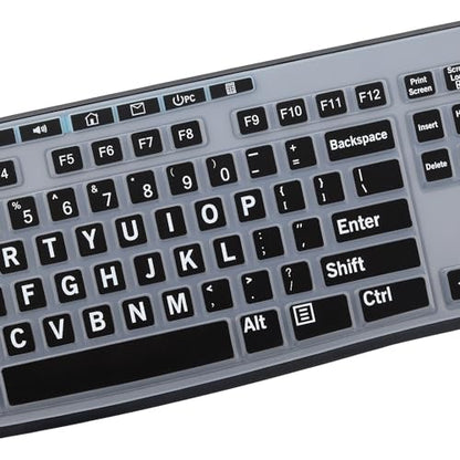 Large Print Keyboard Cover for K270 Wireless Keyboard, Logitech MK295 MK275 MK270 Wireless Keyboard Cover, Logitech K200 K260 K270 MK200 MK260 K270 K275 K295 Keyboard Cover Skin Protector -Black - color: BK