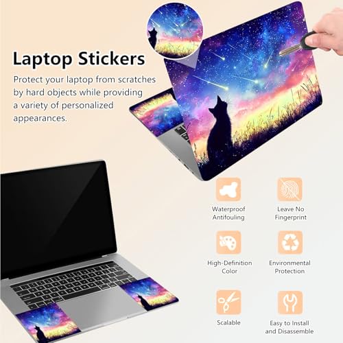 Laptop Skin Sticker Decal 15.6 Inch,12 13 13.3 14 15 15.6 in Laptop Netbook Skins for Notebook,Art Decal Removable Waterproof Scratch Resistant,Universal Vinyl Cover,Colorful Galaxy Cat - color: Colorful Galaxy Cat