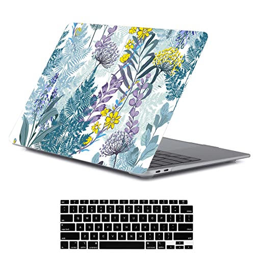 LanBaiLan Laptop Plastic Hard Shell Protective Case, Compatible for New MacBook Air 13 inch 2020 2019 2018 Release A2337 M1 A2179 A1932 Retina Display with Touch ID & Keyboard Cover, Artsy Flower - color: Artsy Flower