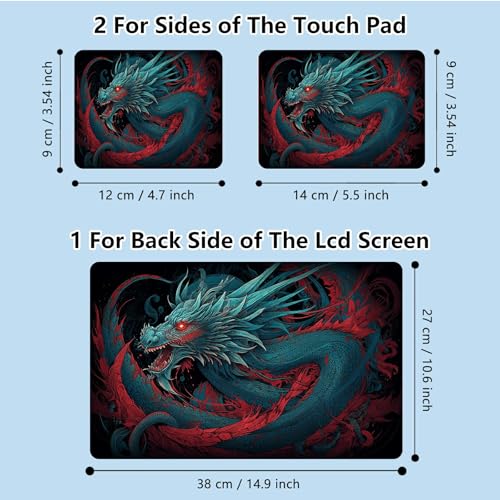 Universal Laptop Skin Sticker with 2 Wrist Pad Skins, Waterproof Scratch Resistant Vinyl Laptop Cover Decal, Cut to Fit for 11–15.6 Inch MacBook HP Dell Lenovo, Chinese Dragon - color: Chinese Dragon