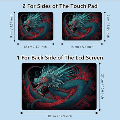 Universal Laptop Skin Sticker with 2 Wrist Pad Skins, Waterproof Scratch Resistant Vinyl Laptop Cover Decal, Cut to Fit for 11–15.6 Inch MacBook HP Dell Lenovo, Chinese Dragon - color: Chinese Dragon