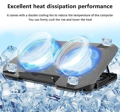 Laptop Cooling Pad, Cooler Pad Chill Mat 2 Quiet Fans LED Lights and 2 USB Ports 5 Height & with Adjustable Speed Mounts Metal Mesh Design, for 9"-17" Laptops（Silver） - color: Silver