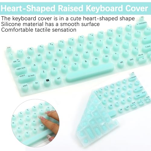 Raised Keyboard Cover for Long Nails, Heart Shaped Keyboard Protective Cover Nail Beauty Keyboard Compatible with HP EliteBook x360 G9 14" etc. (Green) - color: Green