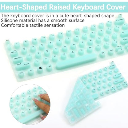 Raised Keyboard Cover for Long Nails, Heart Shaped Keyboard Protective Cover Nail Beauty Keyboard Compatible with HP EliteBook x360 G9 14" etc. (Green) - color: Green