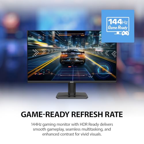msi PRO MP251 E14L 24.5-inch IPS 1920 x 1080 (FHD) Computer Office Monitor, 144Hz, Free-Sync, HDR Ready, HDMI, VGA Port,VESA Mountable, Tilt, 4-Side Slim Bezel,1ms, Black - style: Pro Mp251 E14L
