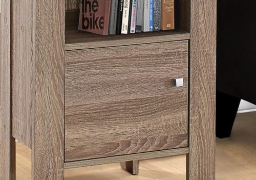 Penau Accent Table, Side Table, Nightstand with Storage, Brown Laminate Design, Spacious Open Shelf, Closed Cabinet, Sturdy Square Legs, 17.25 Inchs L x 14 Inchs W x 24.25 Inchs H